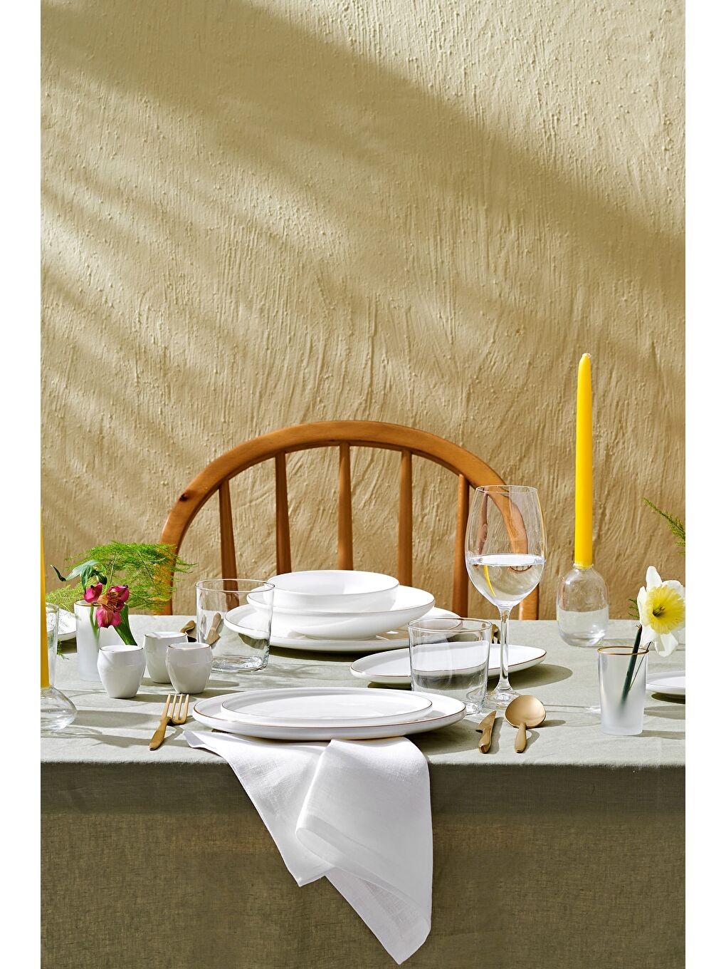 Beyaz Freya Fine Bone 60 Parça 12 Kişilik Yuvarlak Yemek Takımı Gold-2