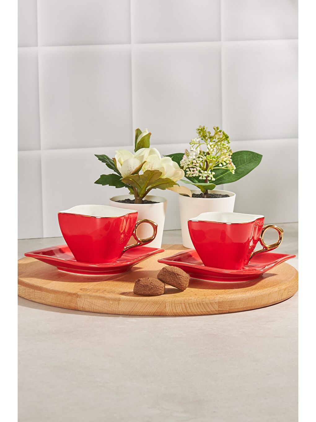 Sonsuz Aşk 2 Kişilik Kahve Fincanı Takımı Kırmızı 100 ml-2