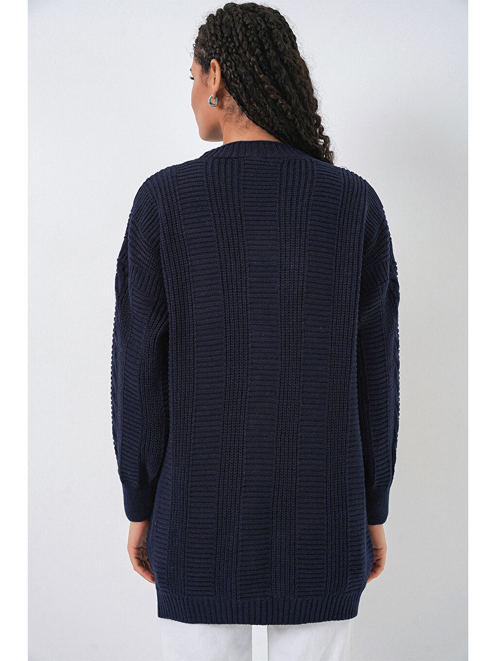 15768 Tesettür Triko Hırka - Lacivert-3