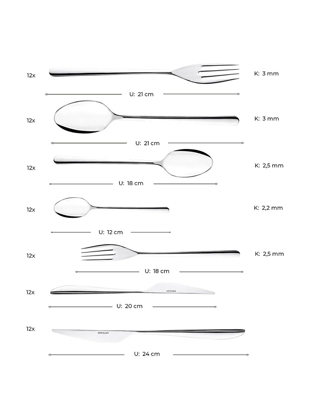 Gri Elegance Bello 84 Parça 12 Kişilik Çatal Kaşık Bıçak Seti Lüks Kutulu-2