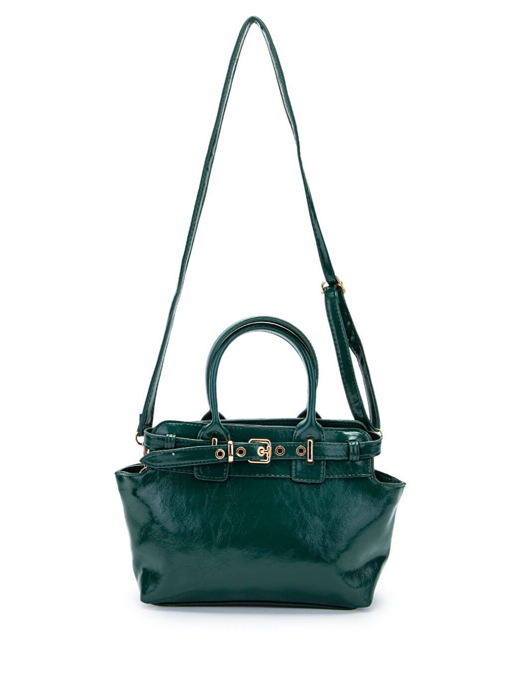 Kemer Detaylı Suni Deri Kadın Çapraz Çanta Despina Yeşil-1