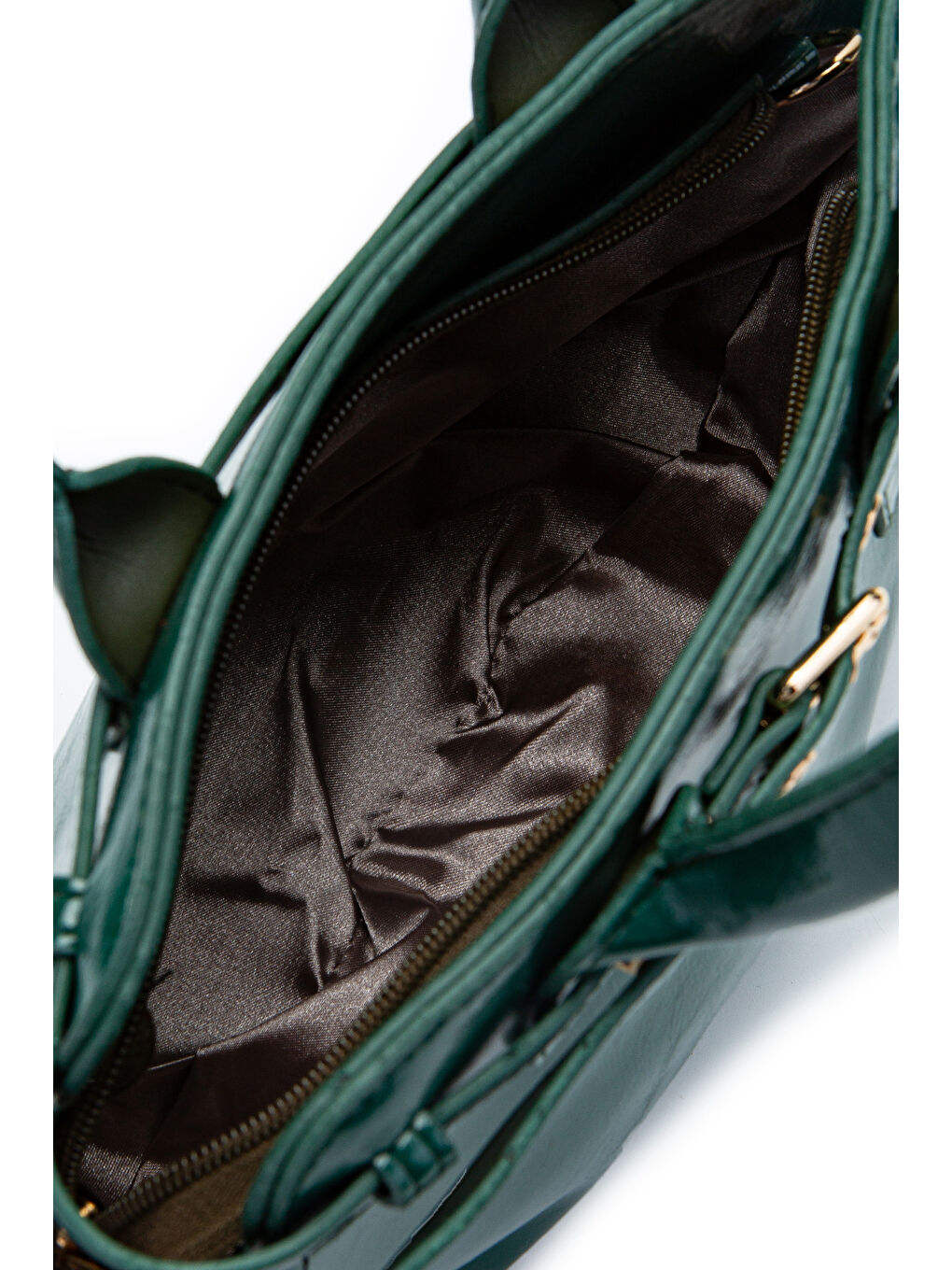 Kemer Detaylı Suni Deri Kadın Çapraz Çanta Despina Yeşil-4