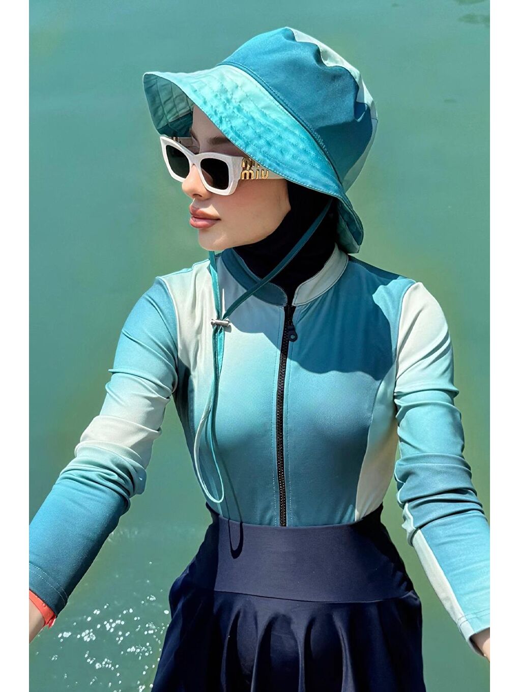 Mavi Bağlanabilir Bucket Şapka Ola-5