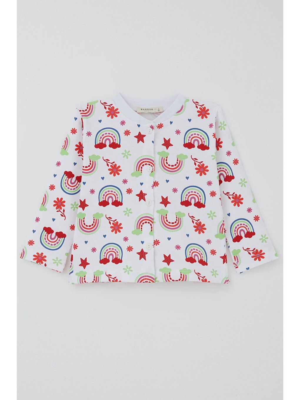 Kız Bebek Pijama Takımı Masalı Çiçek Desenli Beyaz (4-9 Ay)-1