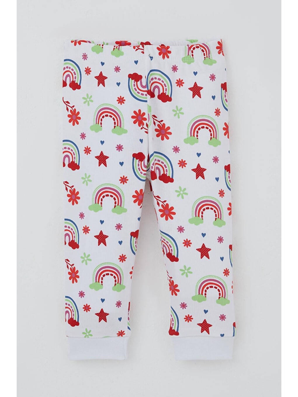 Kız Bebek Pijama Takımı Masalı Çiçek Desenli Beyaz (4-9 Ay)-2