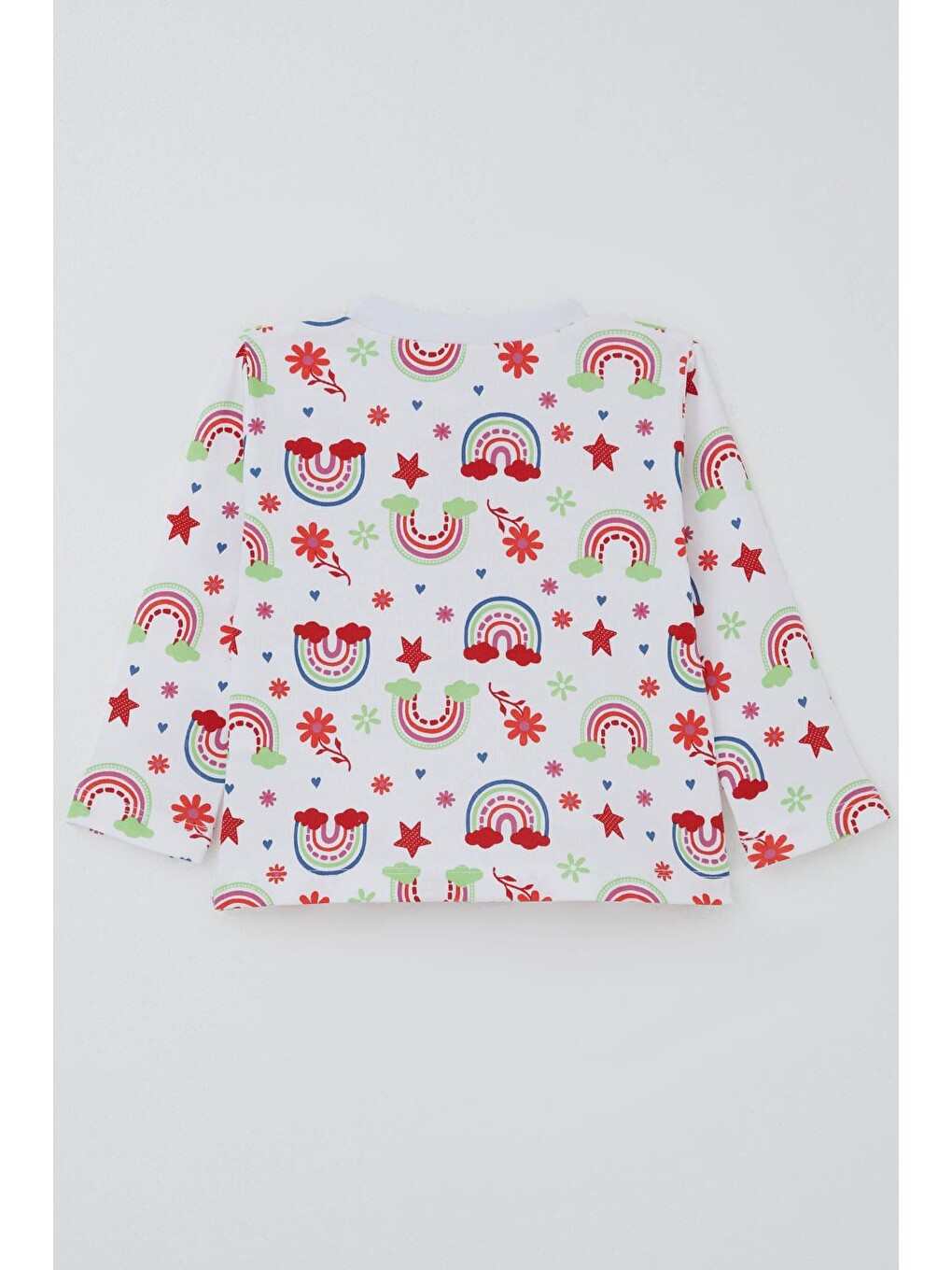 Kız Bebek Pijama Takımı Masalı Çiçek Desenli Beyaz (4-9 Ay)-3