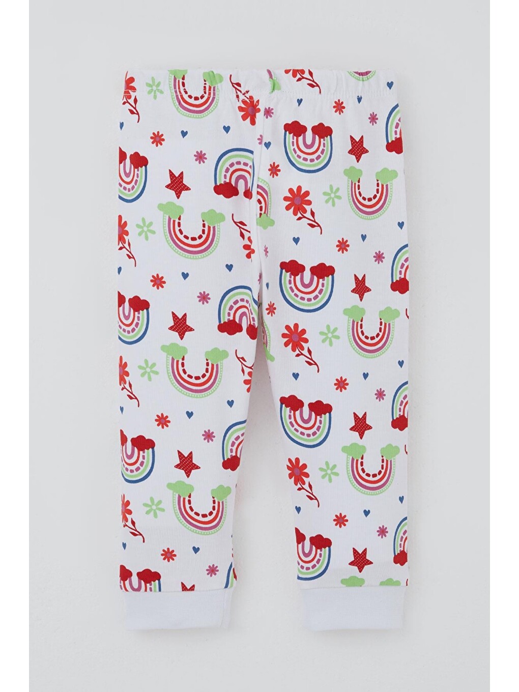 Kız Bebek Pijama Takımı Masalı Çiçek Desenli Beyaz (4-9 Ay)-4