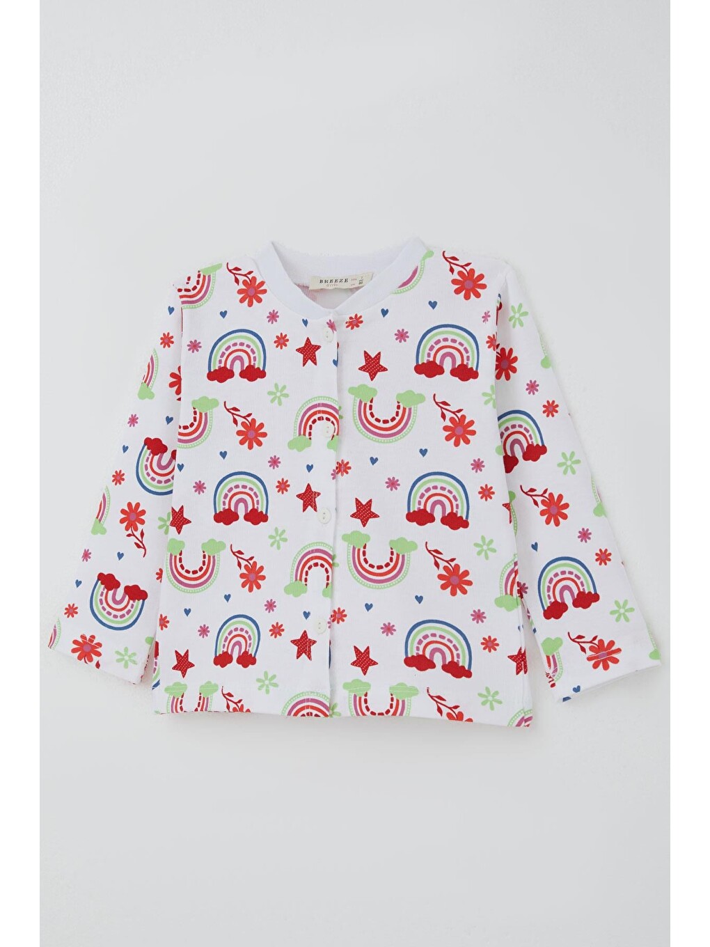 Kız Bebek Pijama Takımı Masalı Çiçek Desenli Beyaz (4-9 Ay)-5