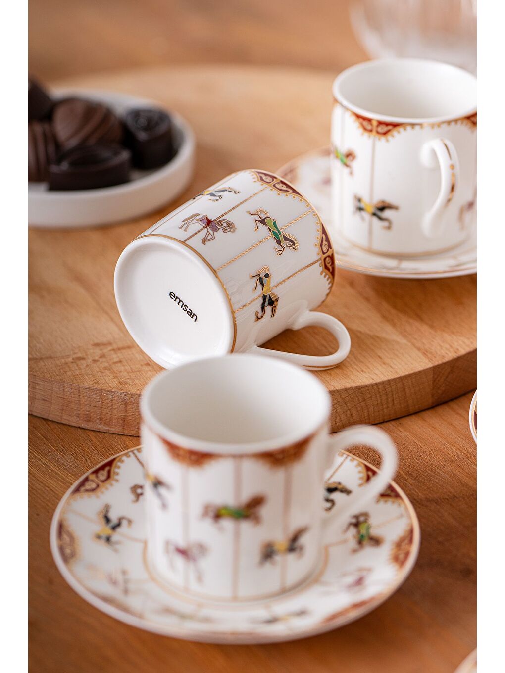 Beyaz Atlıkarınca 6 Kişilik Kahve Fincan Takımı 80 ml-2