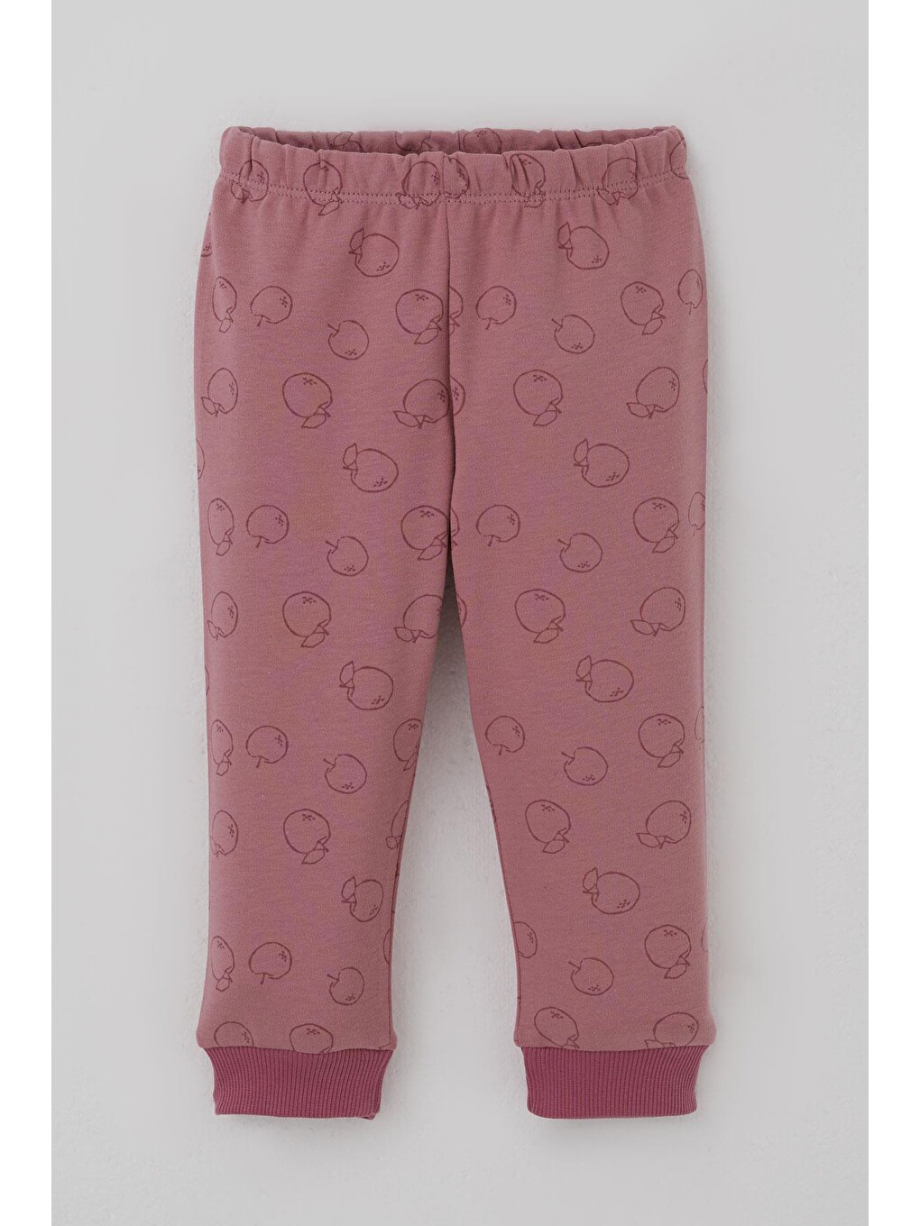 Pembe Kız Bebek Pijama Takımı Önden Düğmeli Elma Desenli Gülkurusu (4 Ay-1 Yaş)-2
