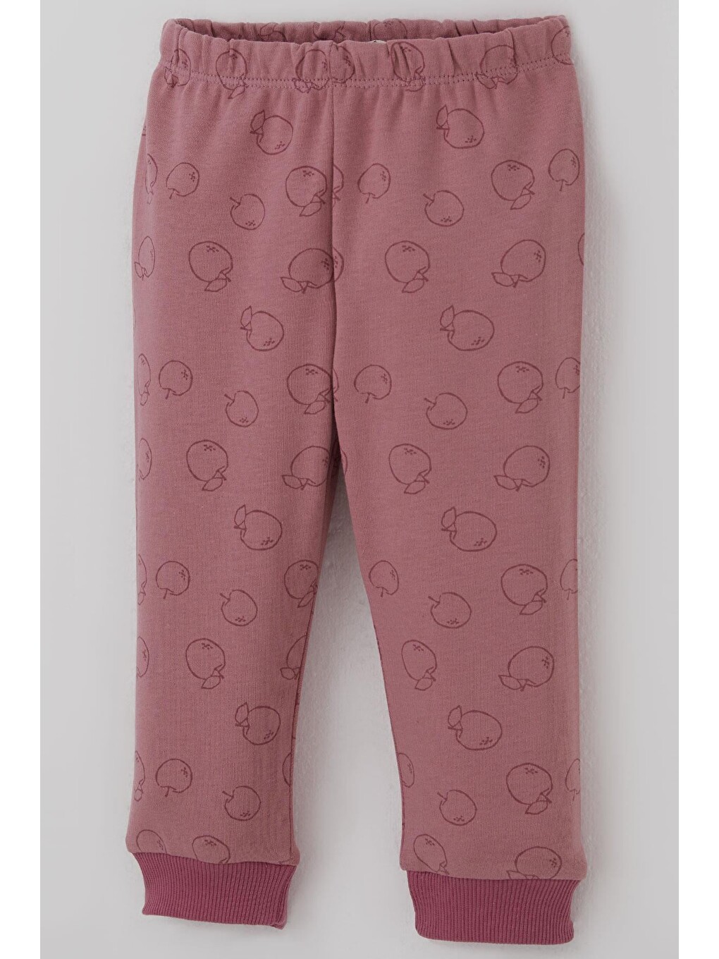 Pembe Kız Bebek Pijama Takımı Önden Düğmeli Elma Desenli Gülkurusu (4 Ay-1 Yaş)-6