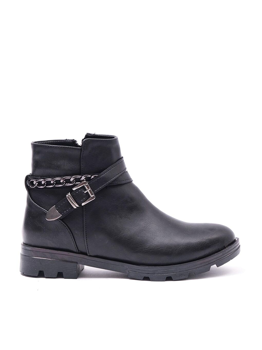 Siyah Kadın Zincir Detaylı Fermuarlı Bot 99.116