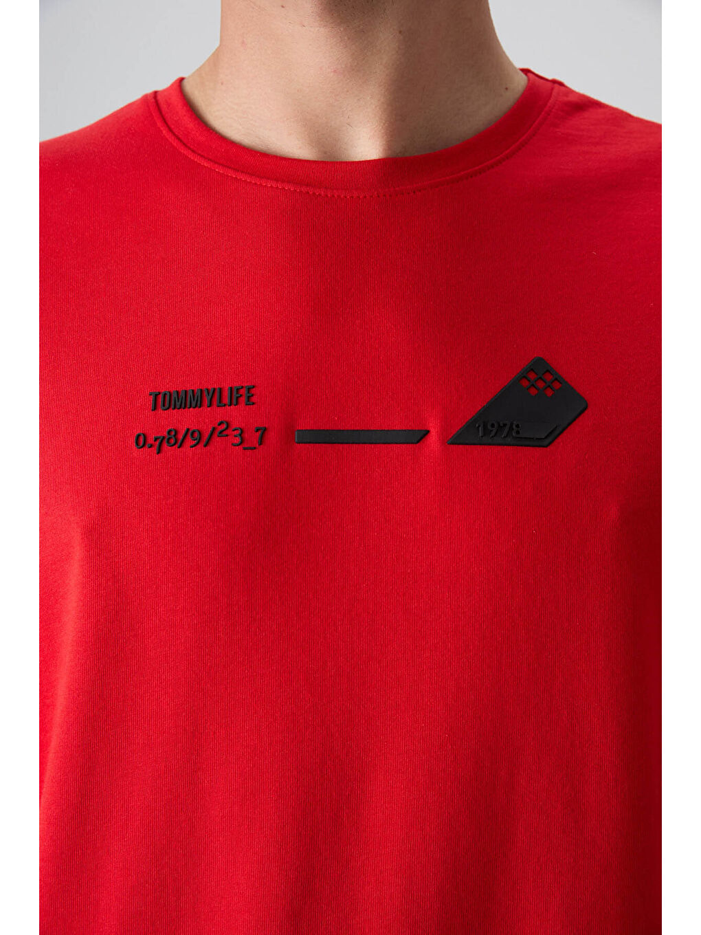 Kırmızı Pamuklu Kalın Yumuşak Dokulu Oversize Fit Baskılı Erkek Tişört - 88330-2