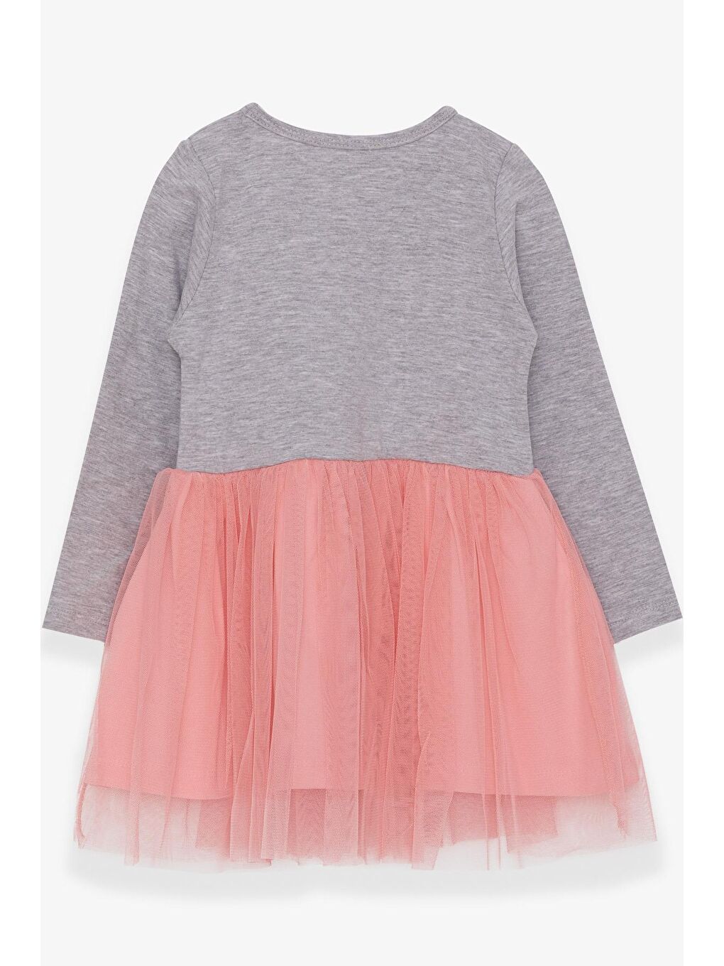 Kız Çocuk Uzun Kollu Elbise Ayıcık Aksesuarlı Gri Melanj (3 Yaş)-1