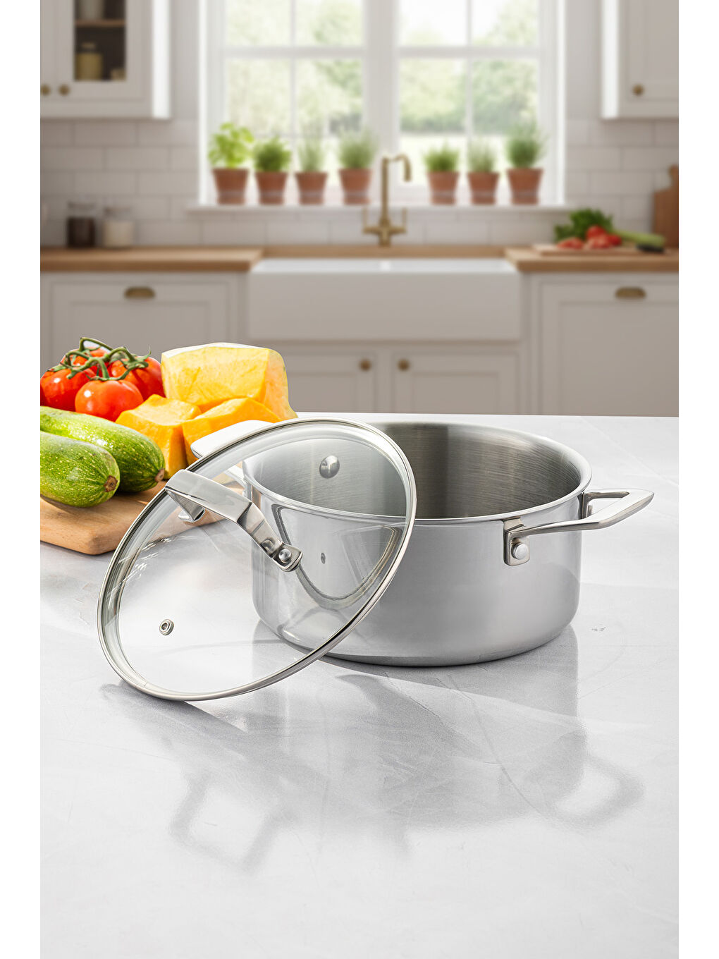 Gri Pro Tri Ply Derin Tencere Çelik 20 cm-2