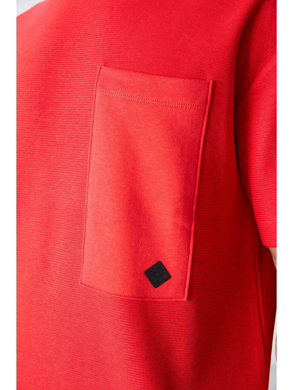 Kırmızı Fiesta Pamuklu Kalın Yüzeyi Dokulu Oversize Fit Basic Erkek Tişört - 88341-2