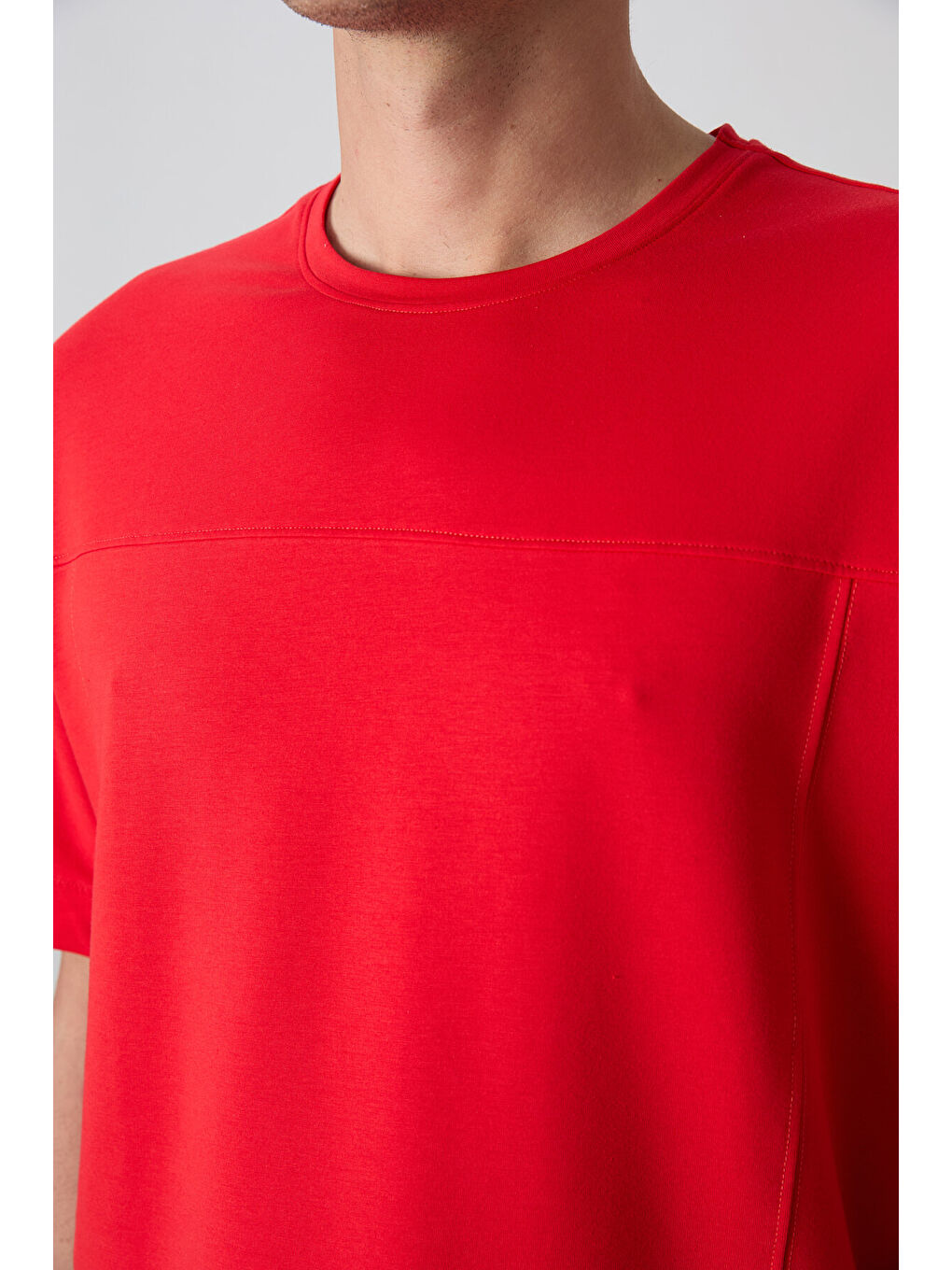 Kırmızı Fiesta Pamuklu Kalın Yumuşak Dokulu Oversize Fit Basic Erkek Tişört - 88349-1