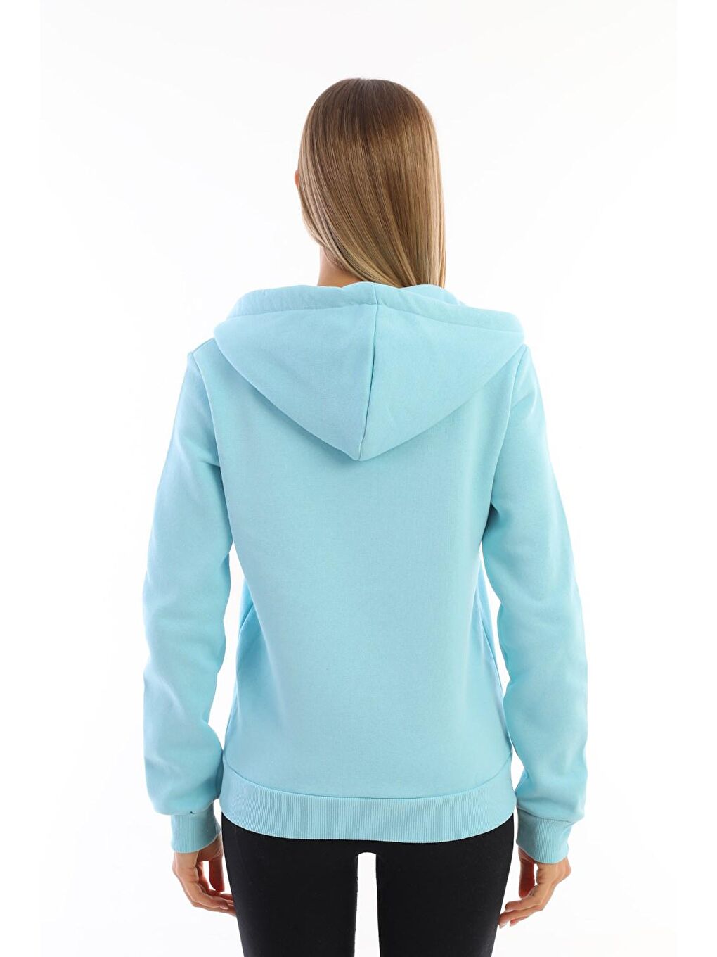 Turkuaz Fermuarlı Şardonlu Kadın Sweat-4