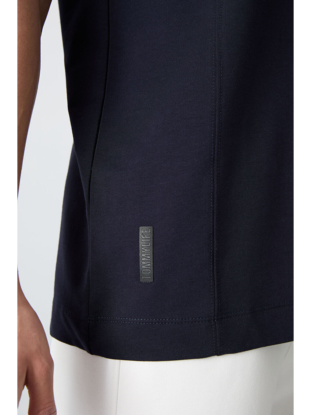 Lacivert Pamuklu Kalın Yumuşak Dokulu Oversize Fit Basic Erkek Tişört - 88349-3