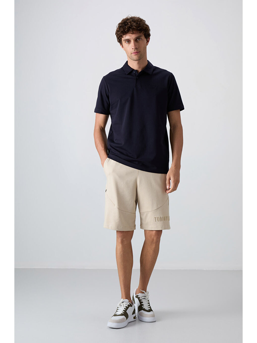 Lacivert Pamuklu Kalın Yumuşak Dokulu Standart Fit Basic Polo Yaka Erkek Tişört - 88348-1