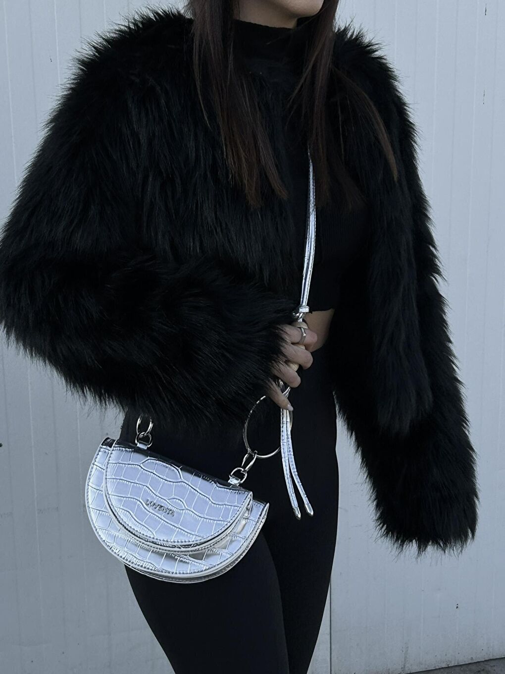 Gri Çift Kapaklı Yarım Ay Çapraz Askılı Çanta Julie-4