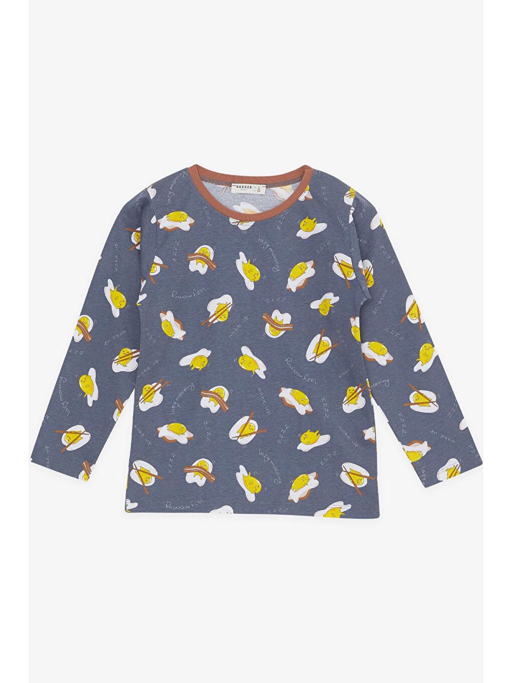 Gri Erkek Çocuk Pijama Takımı Tembel Yumurtacık Füme (5 Yaş)-2