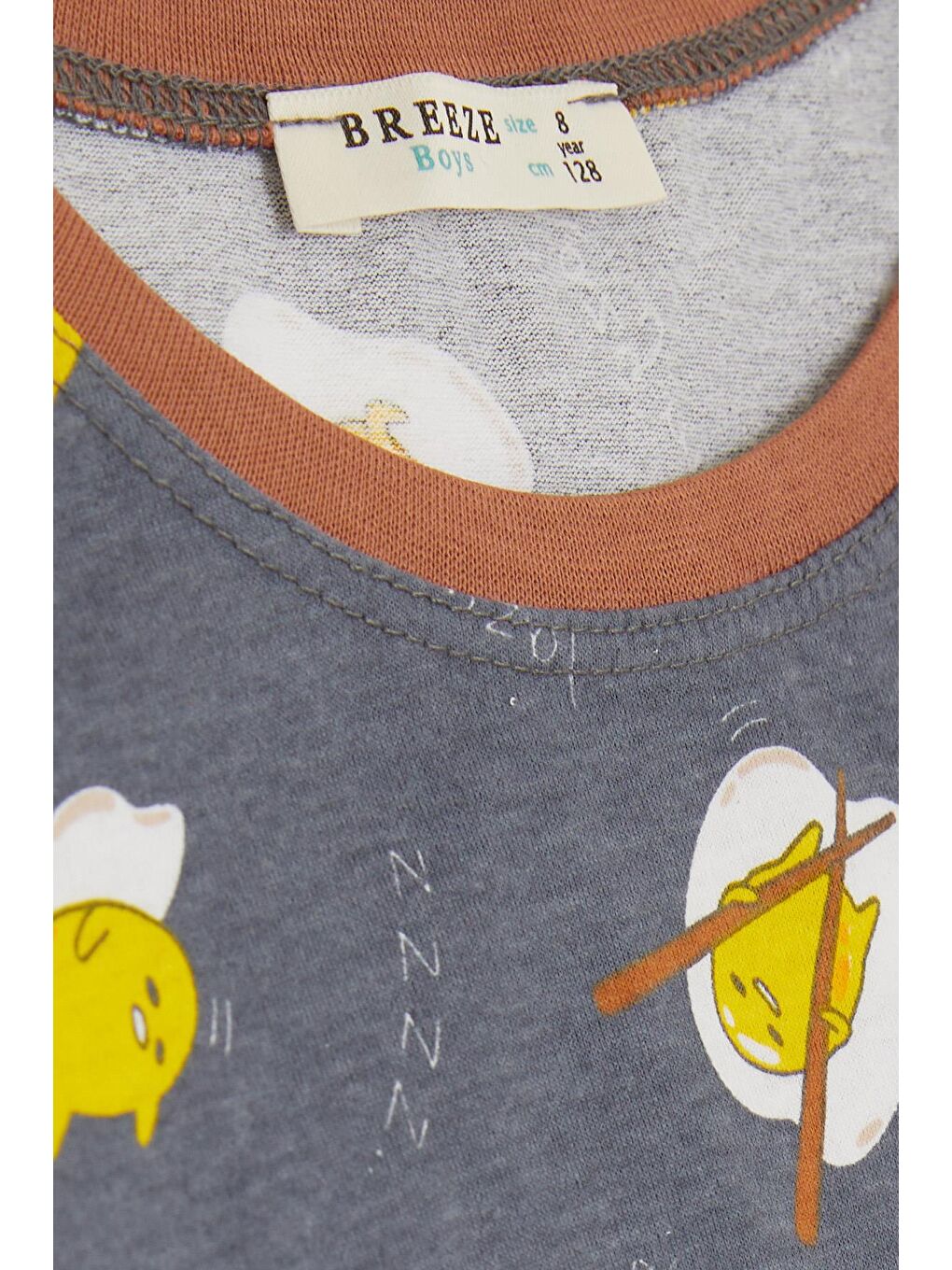 Gri Erkek Çocuk Pijama Takımı Tembel Yumurtacık Füme (5 Yaş)-4