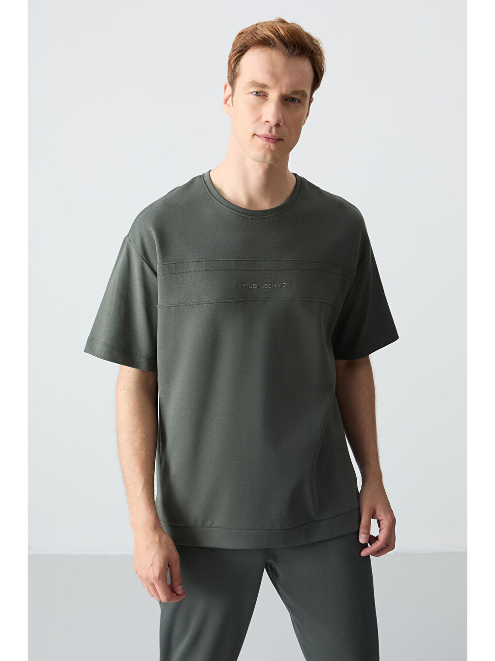 Haki Pamuklu Kalın Yumuşak Dokulu Oversize Fit Basic Erkek Eşofman Takım - 85261-2