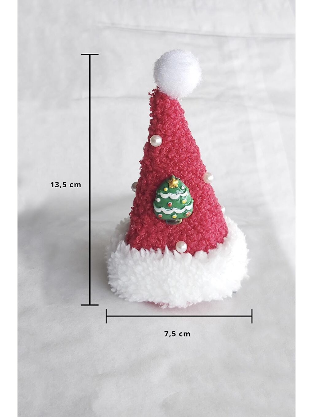 Kırmızı Yılbaşı Yeni Yıl Temalı Mini Yeni Yıl Şapkası Klips Toka-2