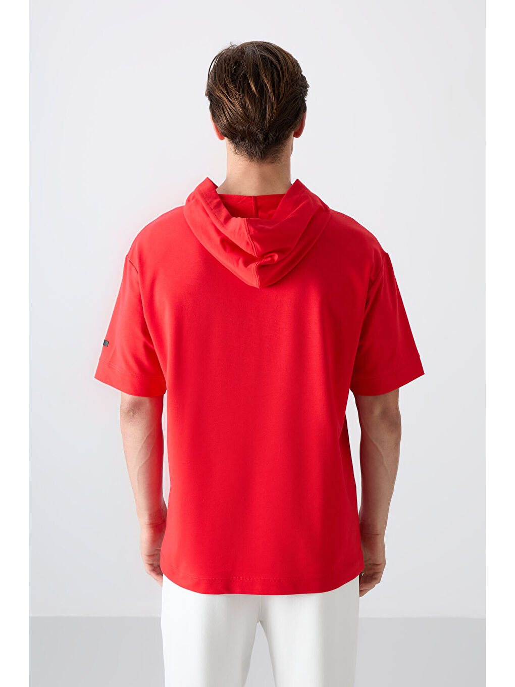 Kırmızı Pamuklu Kalın Yumuşak Dokulu Oversize Fit Basic Erkek Tişört - 88352-4