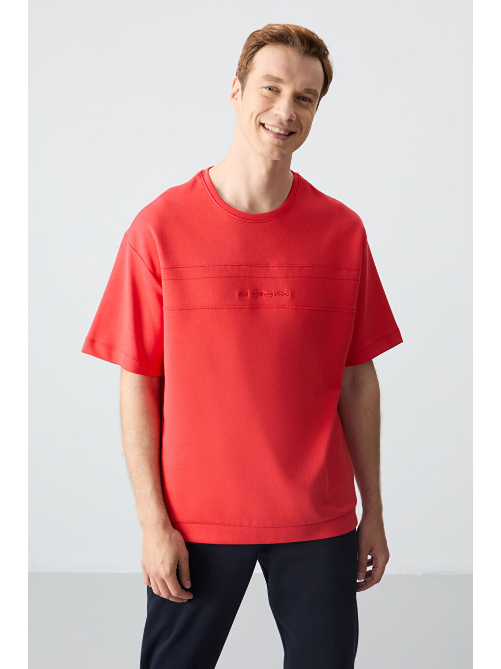 Kırmızı Fiesta Lacivert Pamuklu Kalın Yumuşak Dokulu Oversize Fit Basic Erkek Eşofman Takım - 85261-2