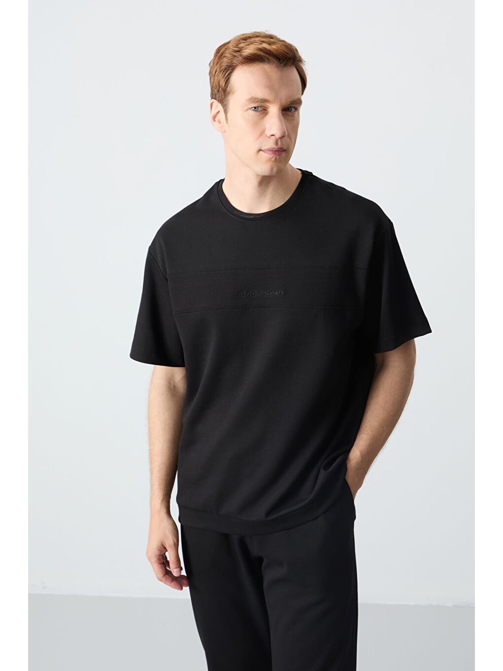 Siyah Pamuklu Kalın Yumuşak Dokulu Oversize Fit Basic Erkek Eşofman Takım - 85261-6