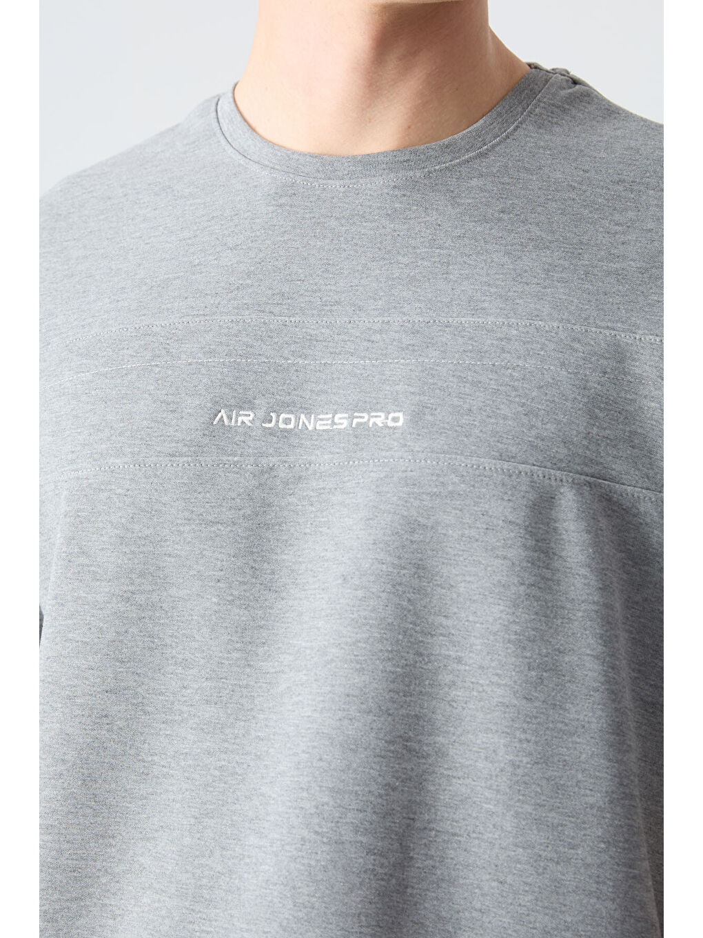 Gri Melanj  Siyah Pamuklu Kalın Yumuşak Dokulu Oversize Fit Basic Erkek Eşofman Takım - 85261-4