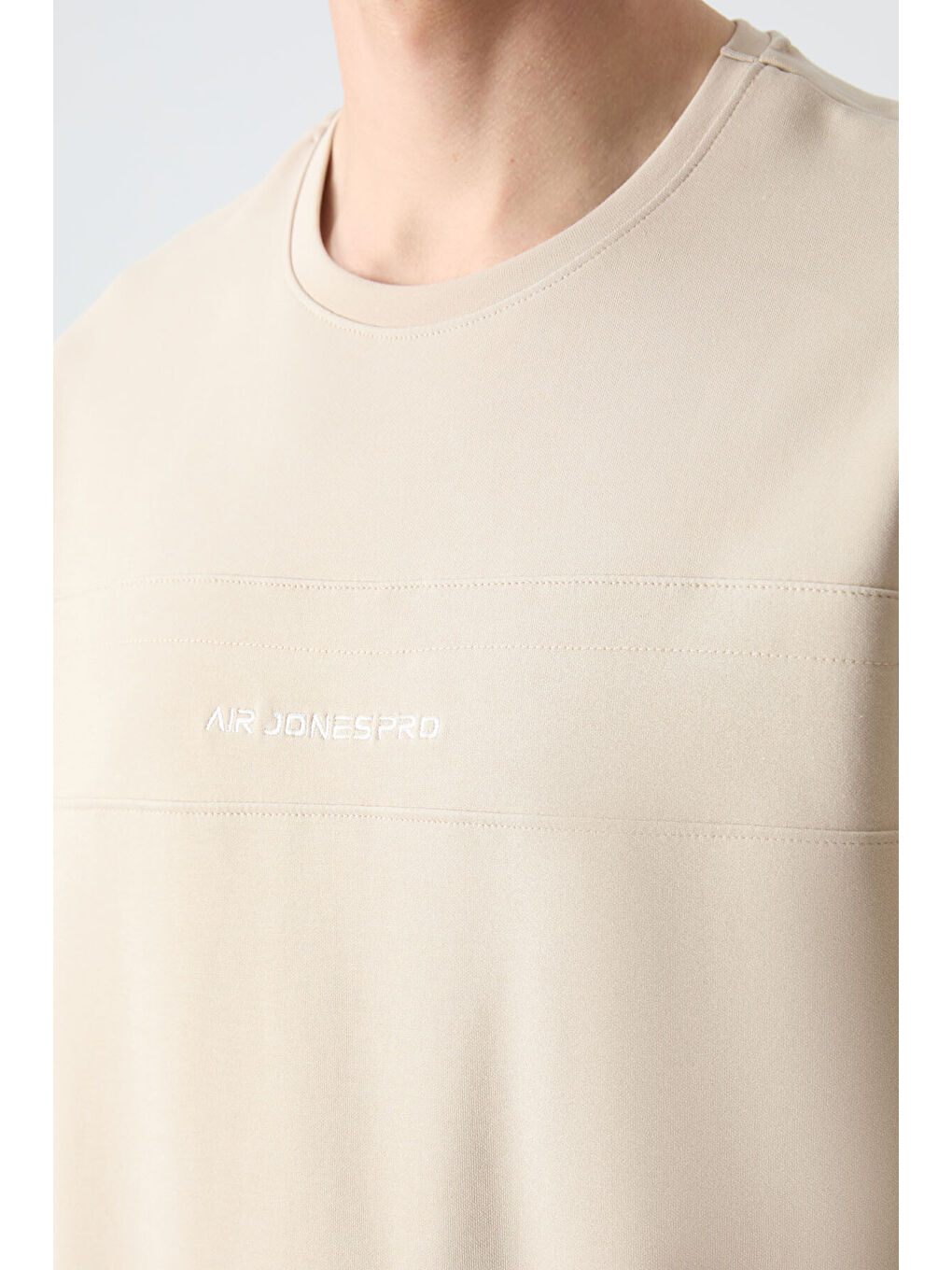 Bej Pamuklu Kalın Yumuşak Dokulu Oversize Fit Basic Erkek Eşofman Takım - 85261-6