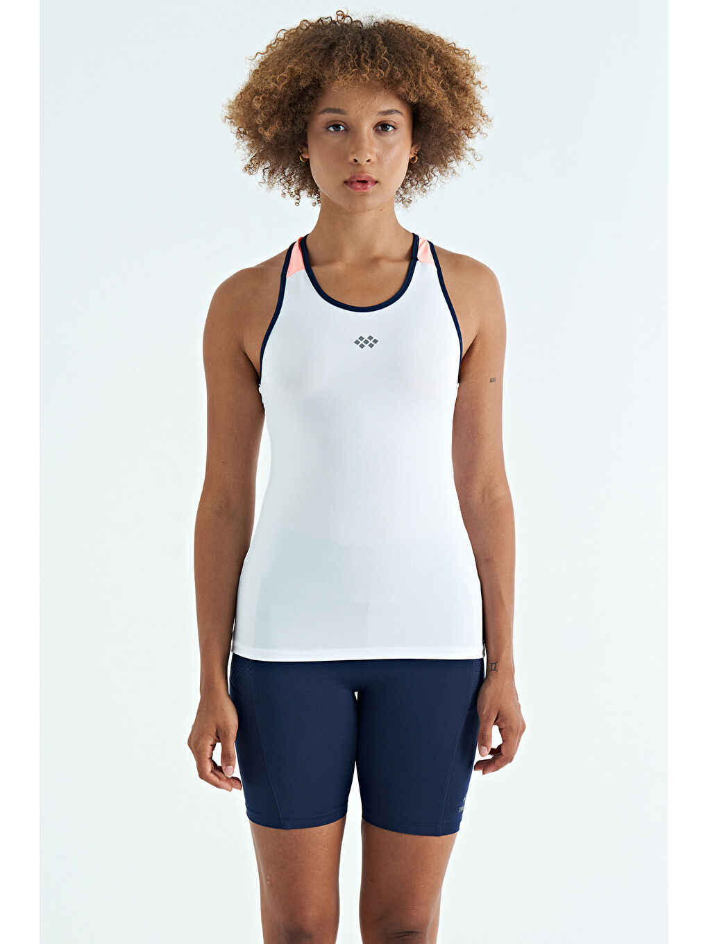 Beyaz Sırt Detaylı Baskılı Standart Kalıp Kadın Atlet - 97269