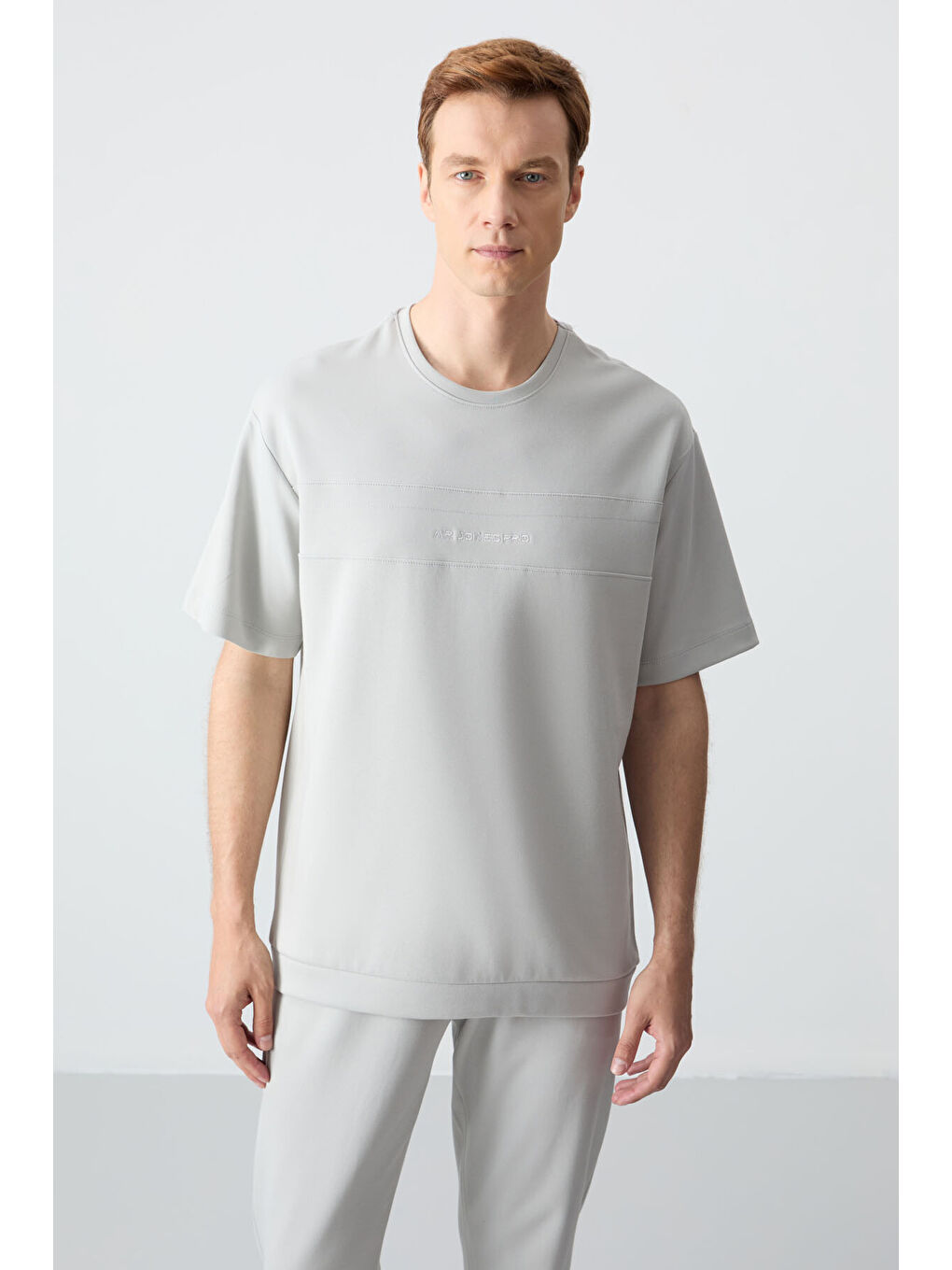 Bej Taş Pamuklu Kalın Yumuşak Dokulu Oversize  Fit Basic Erkek Eşofman Takım - 85261-2