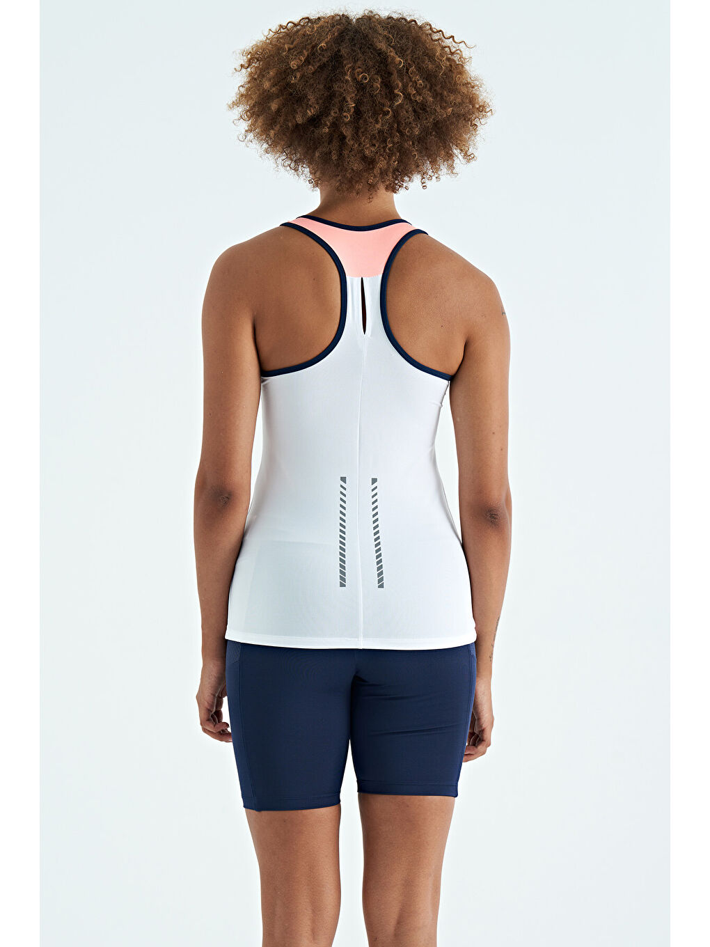 Beyaz Sırt Detaylı Baskılı Standart Kalıp Kadın Atlet - 97269-8