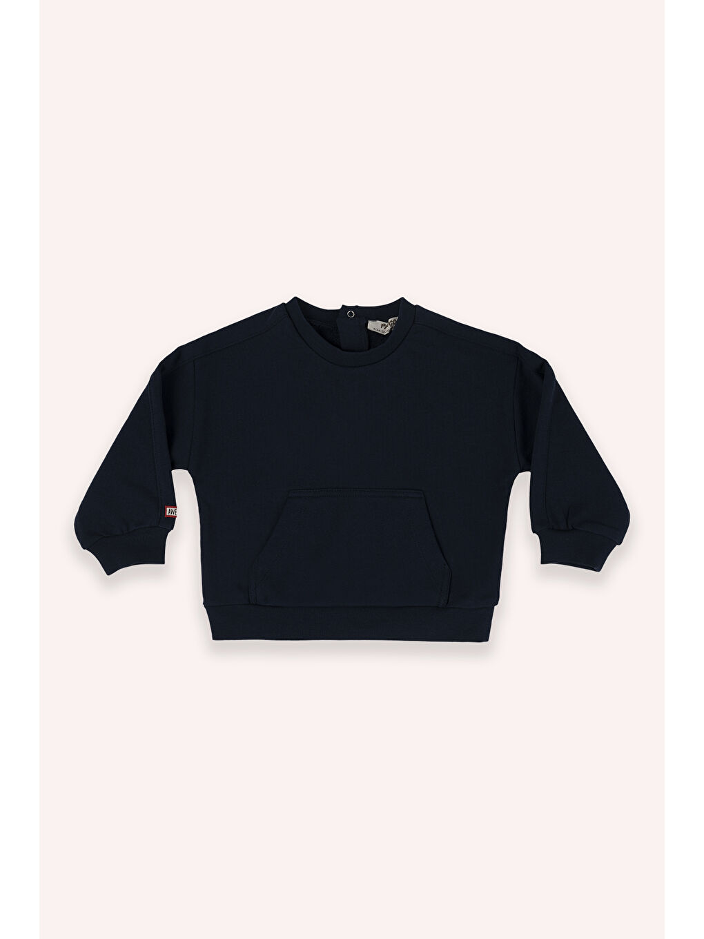 Erkek Bebek Bisiklet Yaka Cep Detaylı Lacivert Sweatshirt