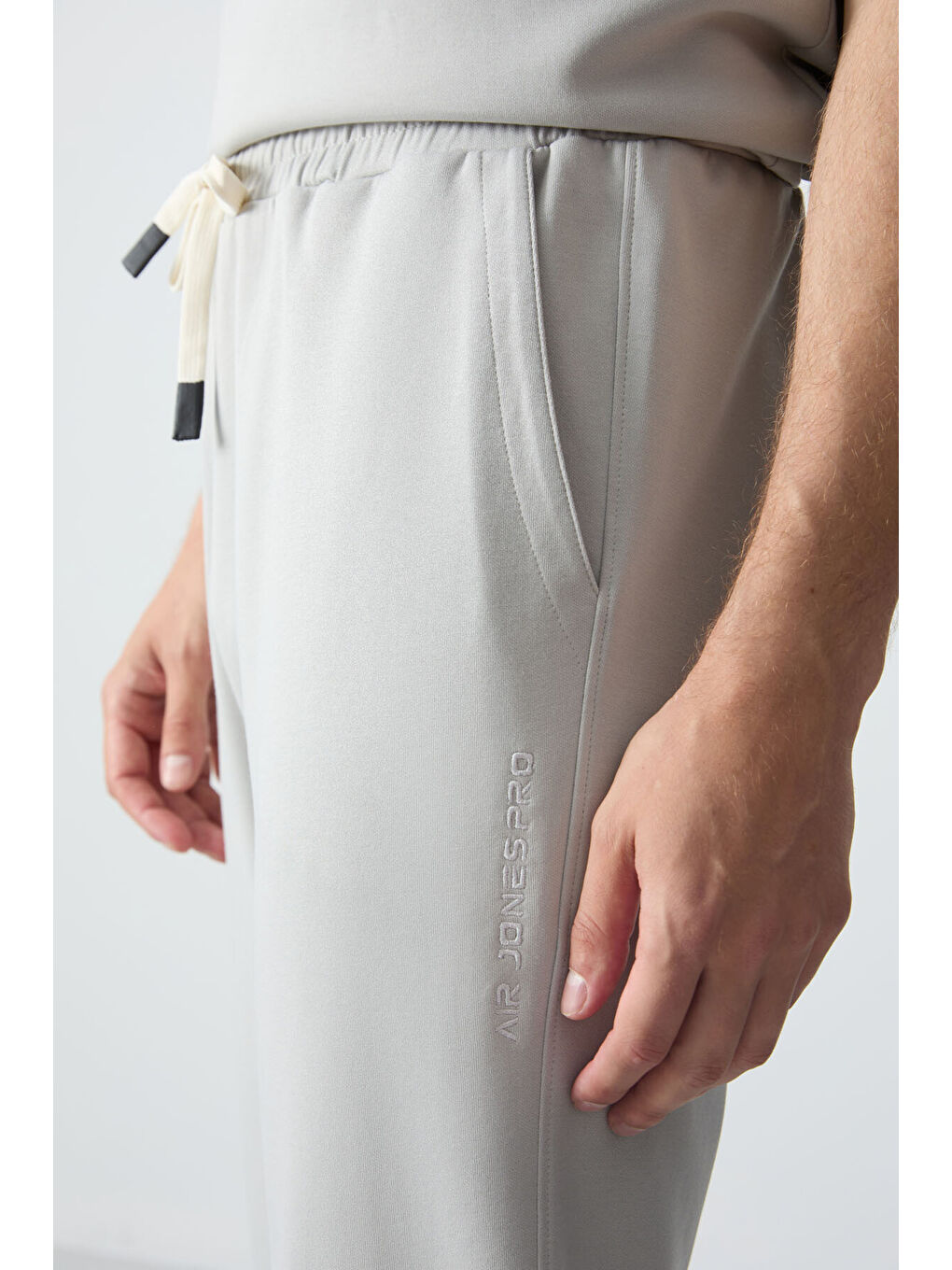 Bej Taş Pamuklu Kalın Yumuşak Dokulu Oversize  Fit Basic Erkek Eşofman Takım - 85261-8