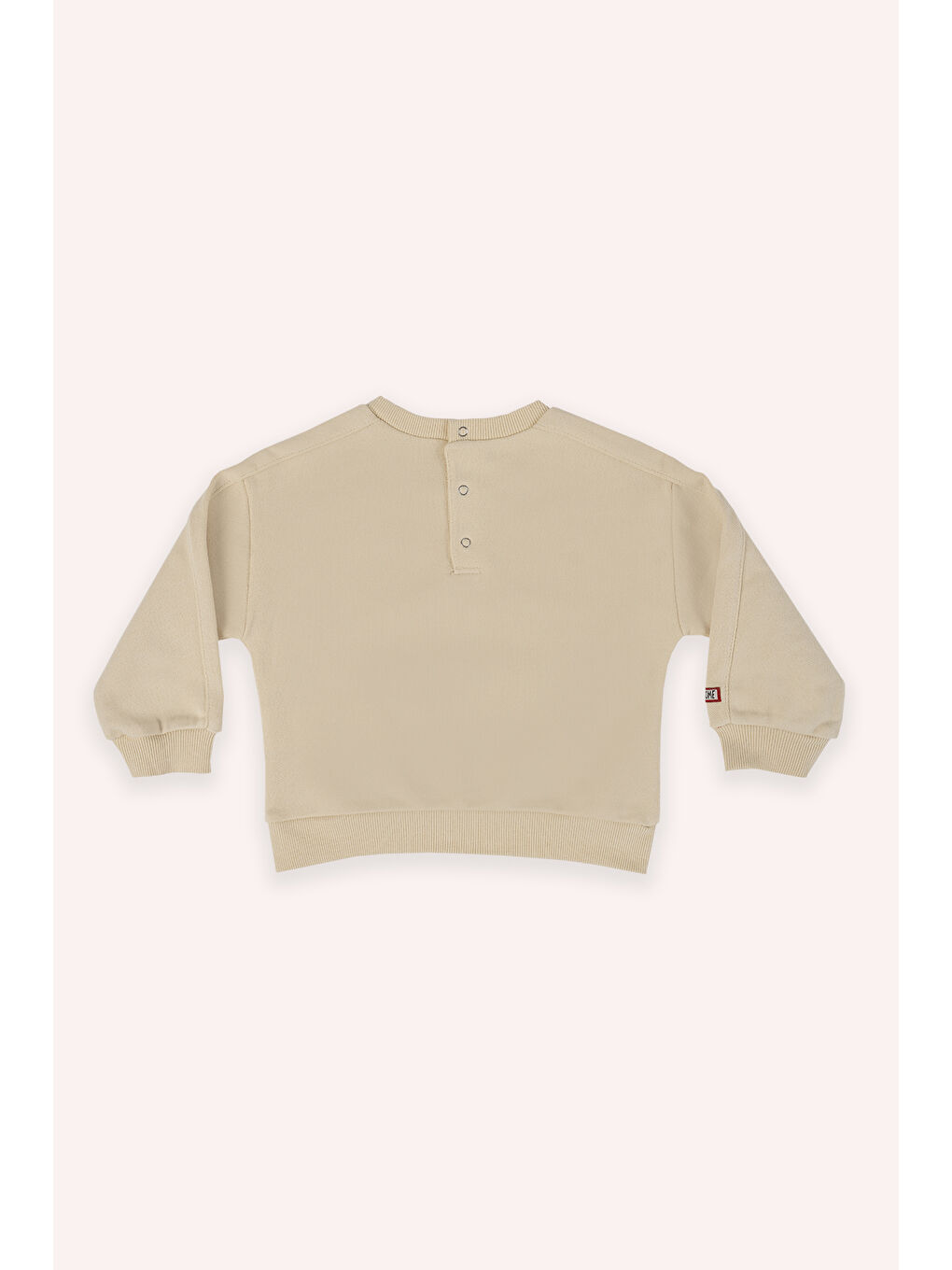 Erkek Bebek Bisiklet Yaka Cep Detaylı Bej Sweatshirt-2
