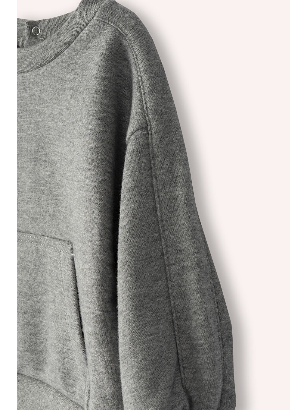 Erkek Bebek Bisiklet Yaka Cep Detaylı Gri-Melanj Sweatshirt-1