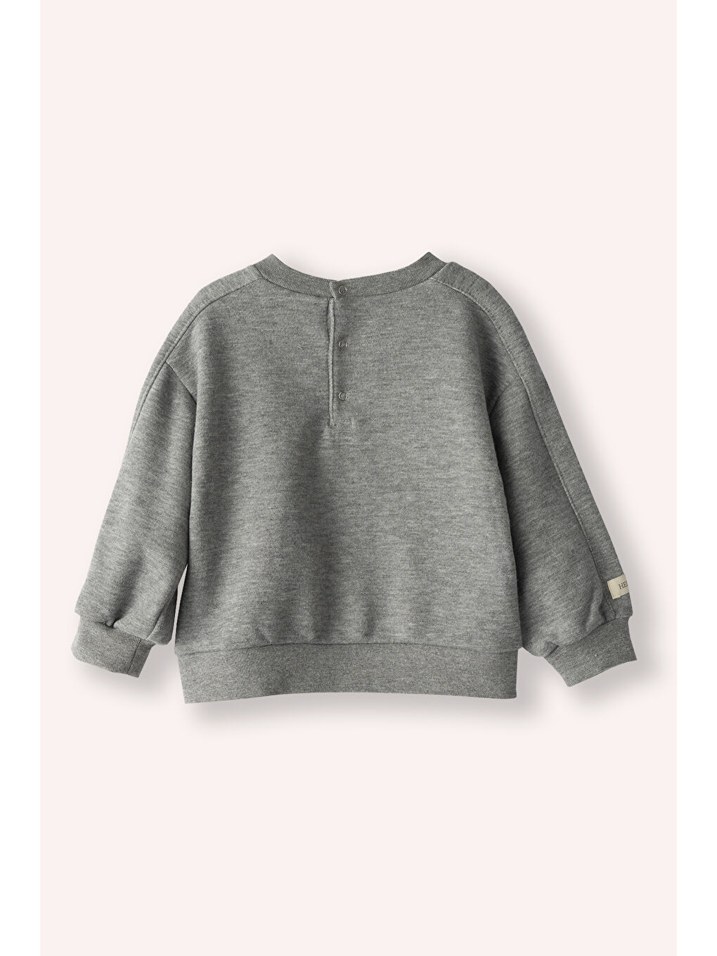 Erkek Bebek Bisiklet Yaka Cep Detaylı Gri-Melanj Sweatshirt-2