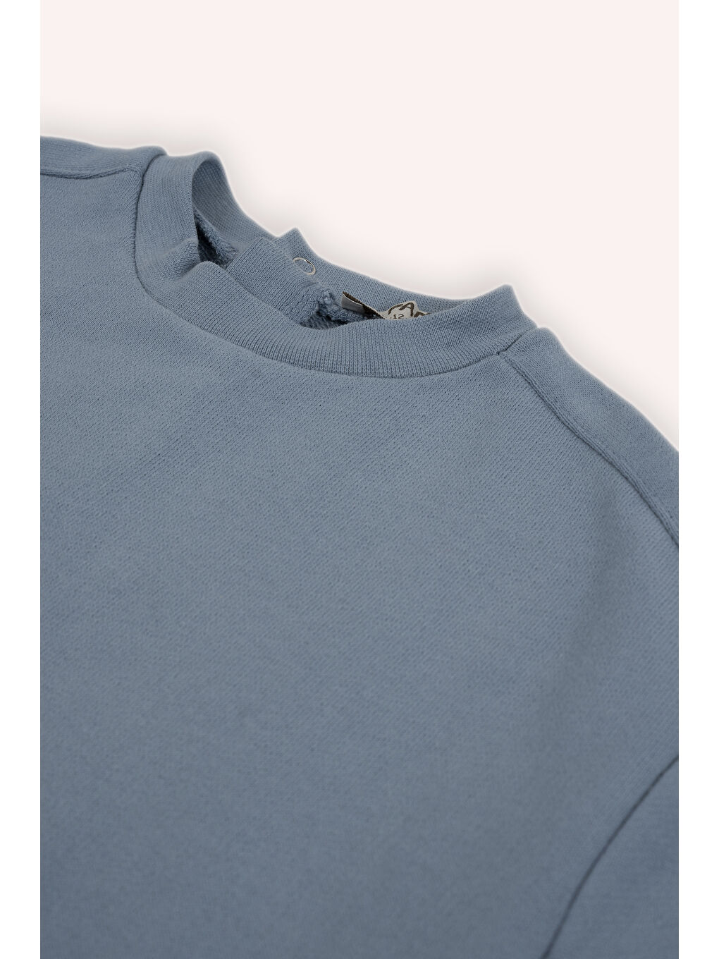 Erkek Bebek Bisiklet Yaka Cep Detaylı Mavi Sweatshirt-1