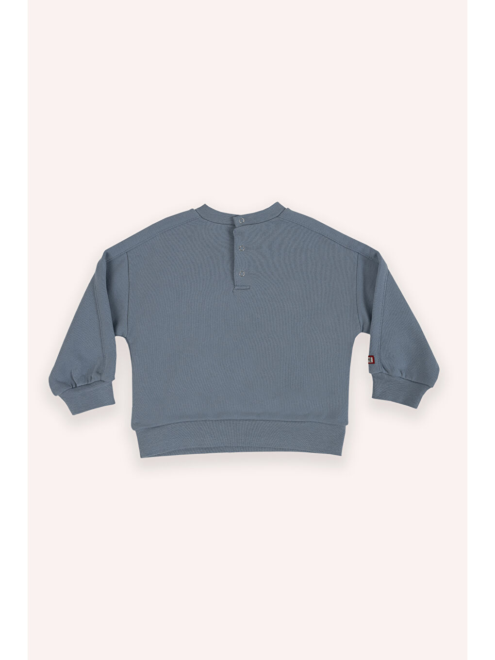 Erkek Bebek Bisiklet Yaka Cep Detaylı Mavi Sweatshirt-2