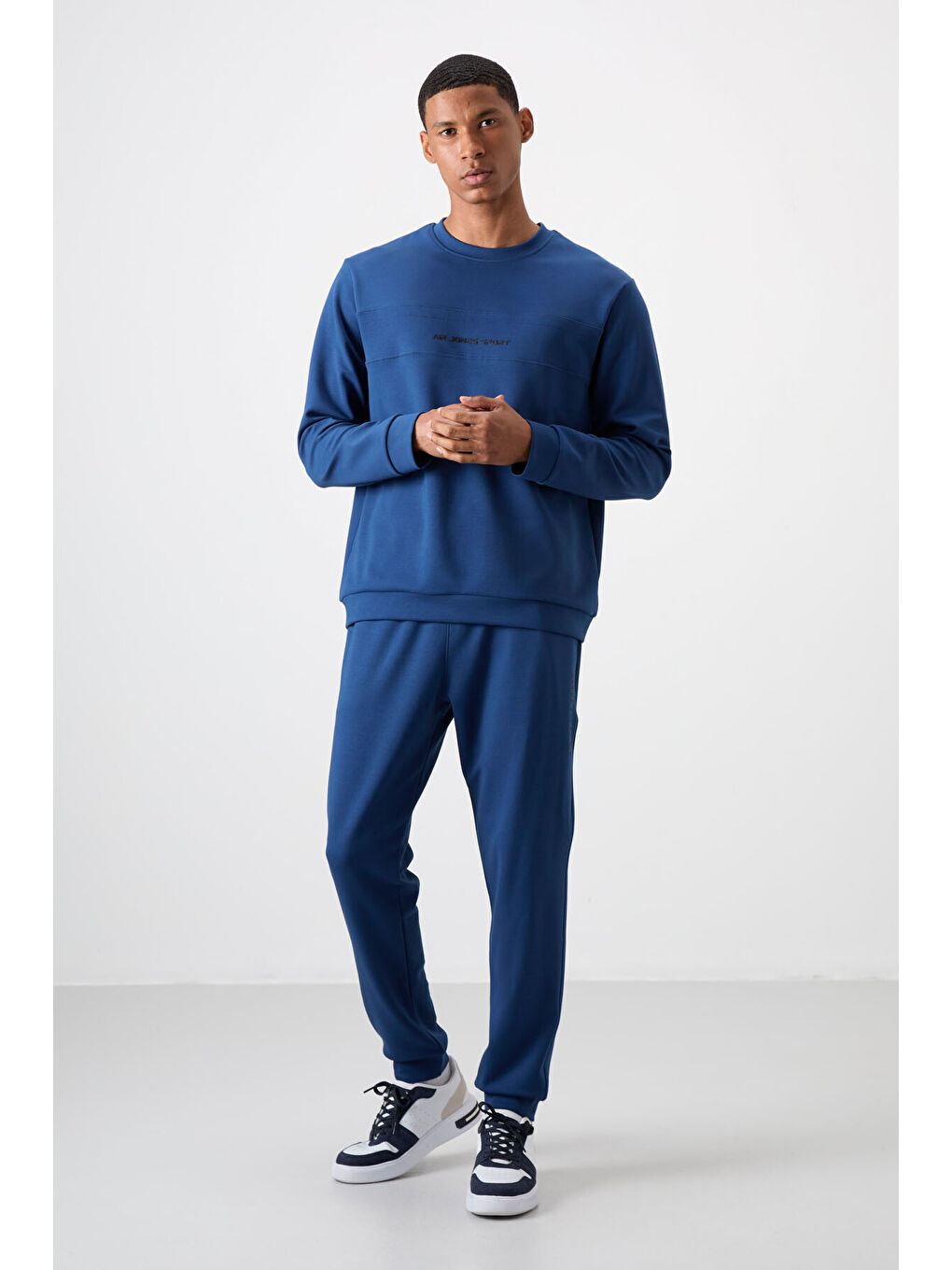 Mavi Parlament Pamuklu Kalın Yumuşak Dokulu Comfort Fit Baskılı Erkek Eşofman Takım - 85253