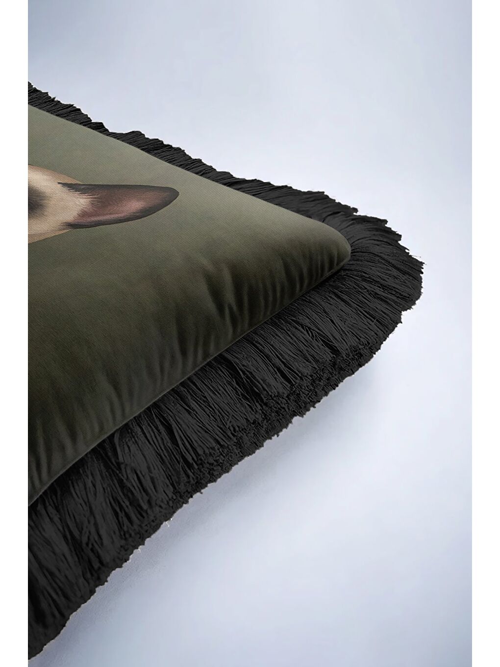 Karışık Royal Şıklık Saçaklı Yastık Kılıfı - Klasik Portre Vintage Siyah Püsküllü Kırlent Kılıfı-6