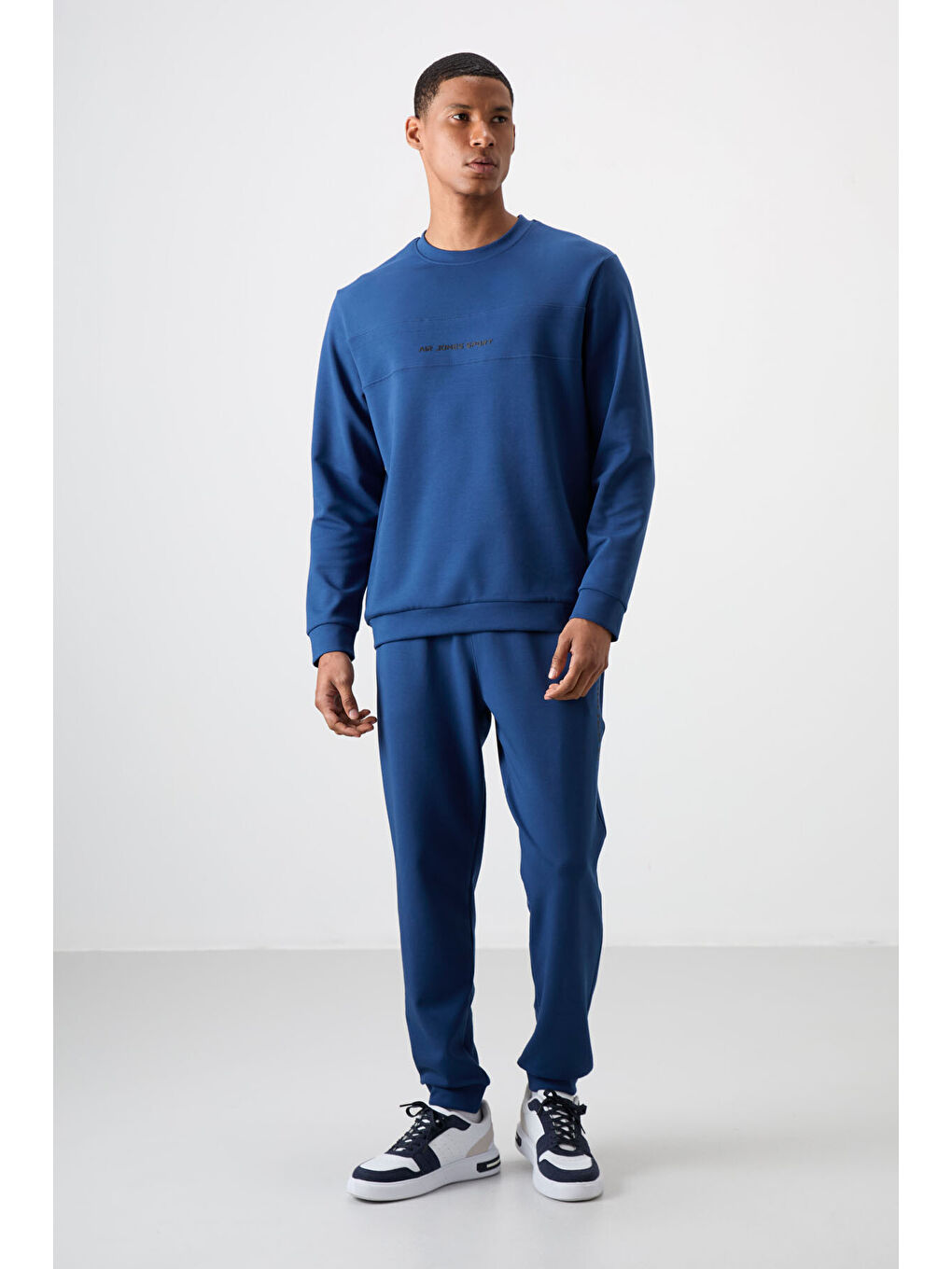 Mavi Parlament Pamuklu Kalın Yumuşak Dokulu Comfort Fit Baskılı Erkek Eşofman Takım - 85253-8