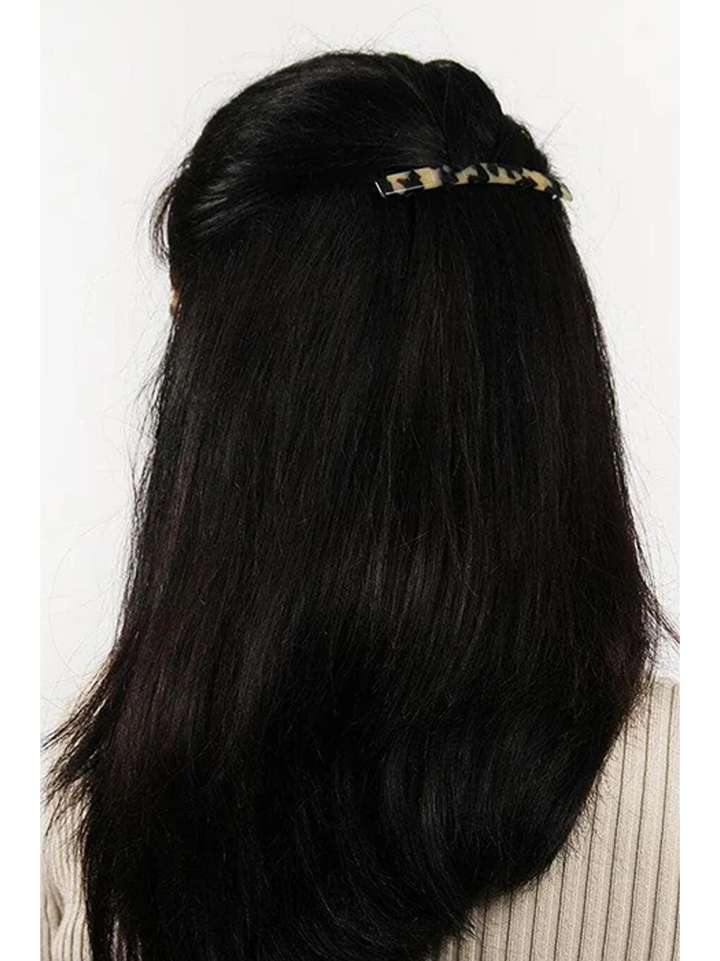 Bej Plain Lüks Akrilik Kaplumbağa Sırtı Otomatik Saç Tokası-4