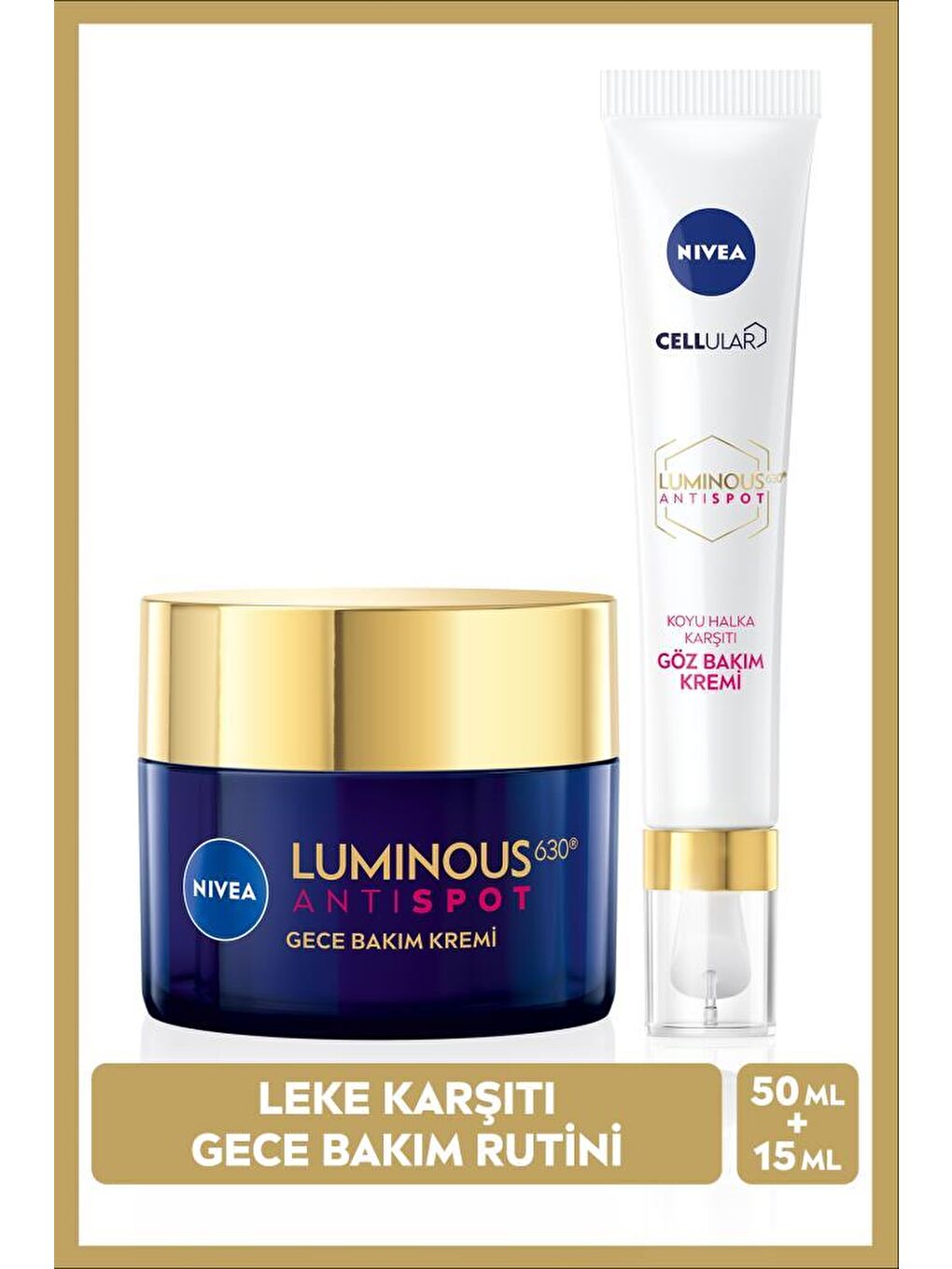 Luminous630 Leke Karşıtı Gece Bakım Kremi 50ml ve Aydınlatıcı Koyu Leke Karşıtı Göz Bakım Kremi 15ml