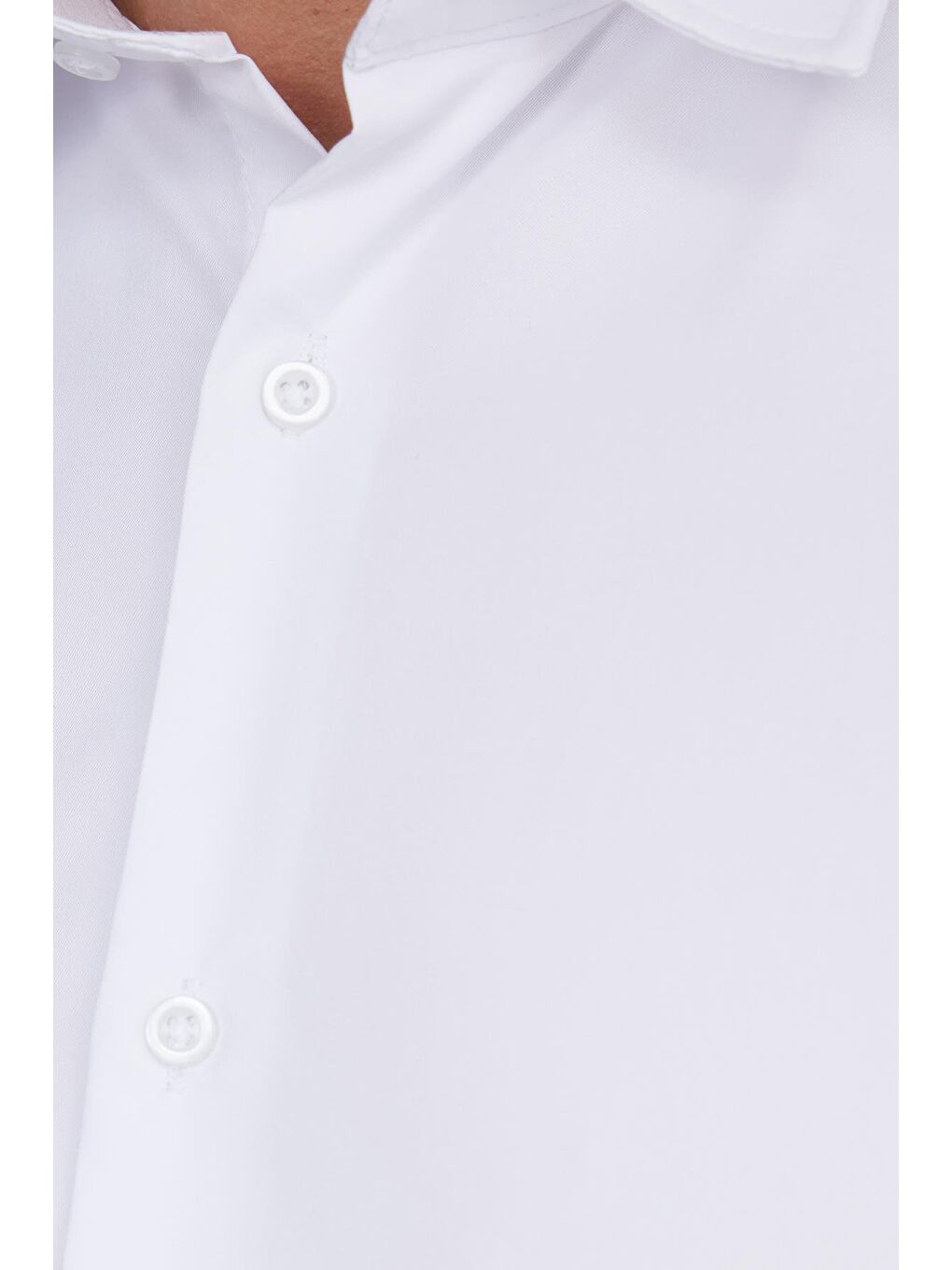 Slim Fit Uzun Kollu Elastanlı Düz Stretch Beyaz Erkek Gömlek-5